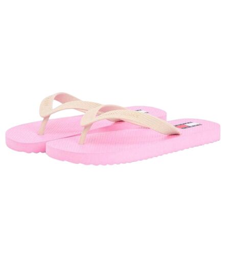 Womens/ladies Logo Flip Flops Pink Tommy Jeans