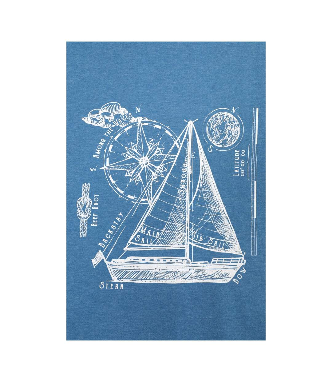 Mens Sailboat T-shirt Bright Blue Mountain Warehouse-4