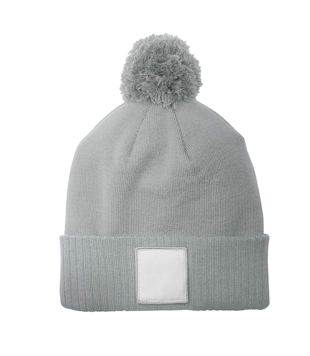 Bonnet Motif/style Pompon Cendre Blanc Beechfield-3