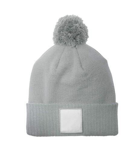 Bonnet Motif/style Pompon Cendre Blanc Beechfield