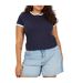 T-shirt Motif/style Ringer Femme Bleu Marine Blanc Brave Soul-3