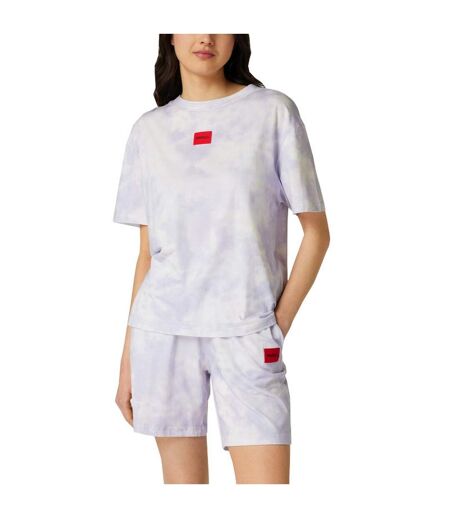 Womens/ladies Splash Short Pyjama Set Purple Hugo