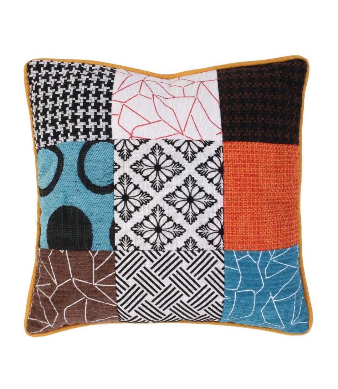 Coussin patchwork en tissu déhoussable 40x40 cm-1
