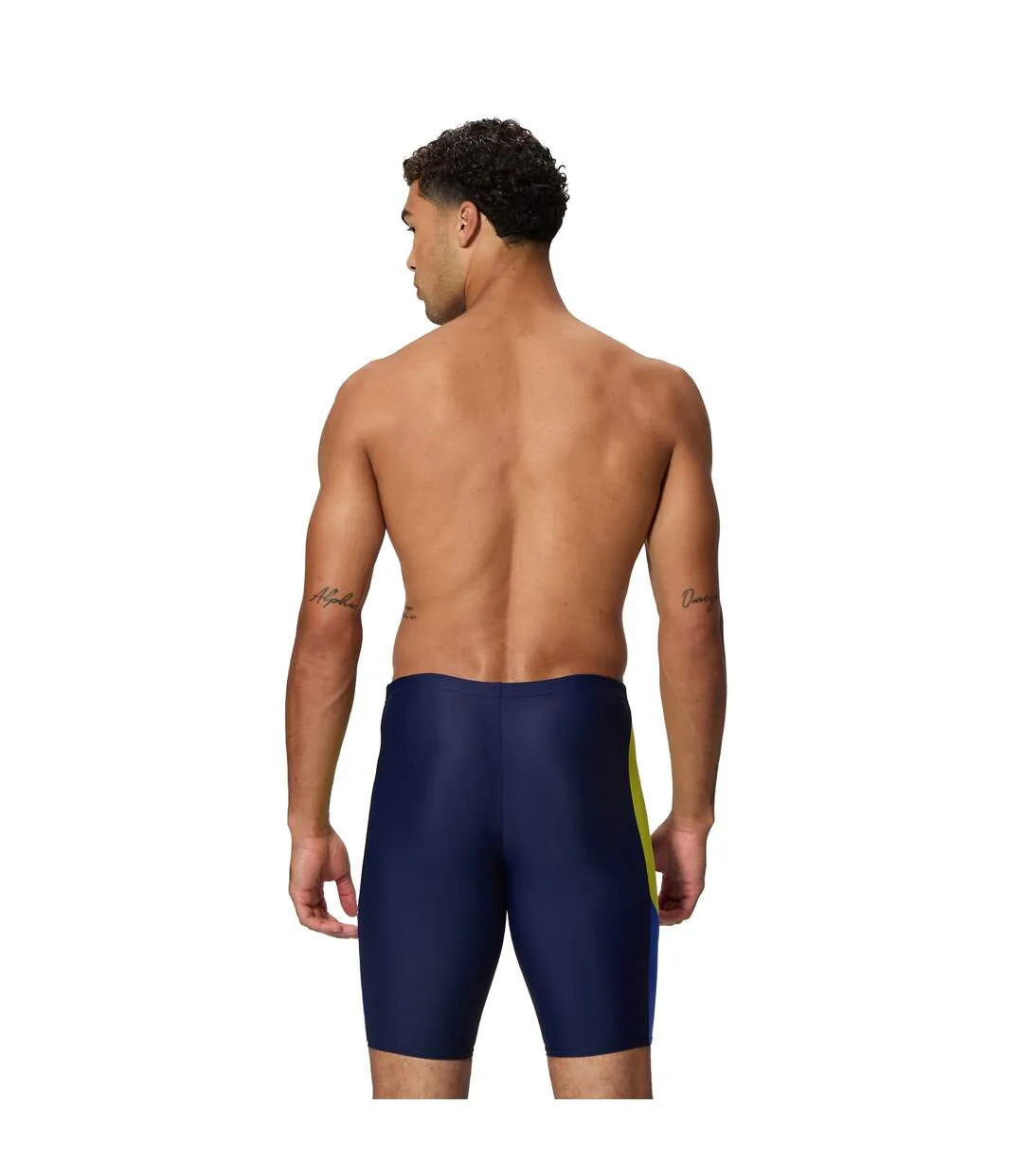 Mens Colour Block Logo Jammer Shorts Navy Blue Speedo-4