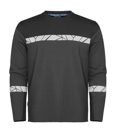 Mens Progression Hi-vis Long-sleeved T-shirt Grey Black Projob