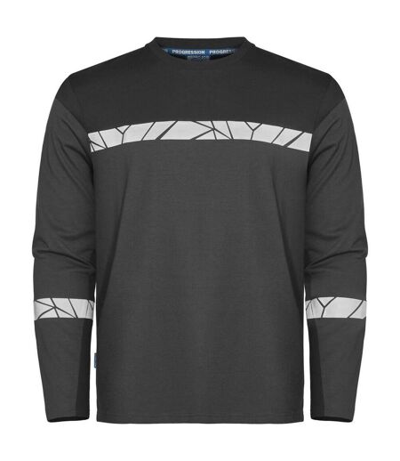 Mens Progression Hi-vis Long-sleeved T-shirt Grey Black Projob
