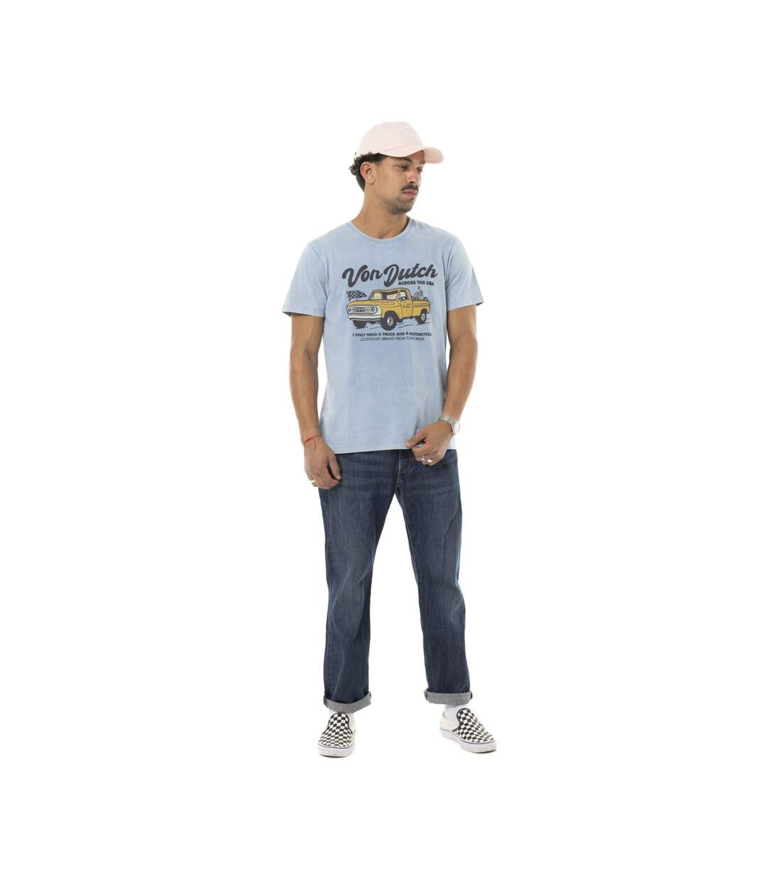 T-shirt homme regular en jersey 160gr acid wash print devant Truck Vondutch-4