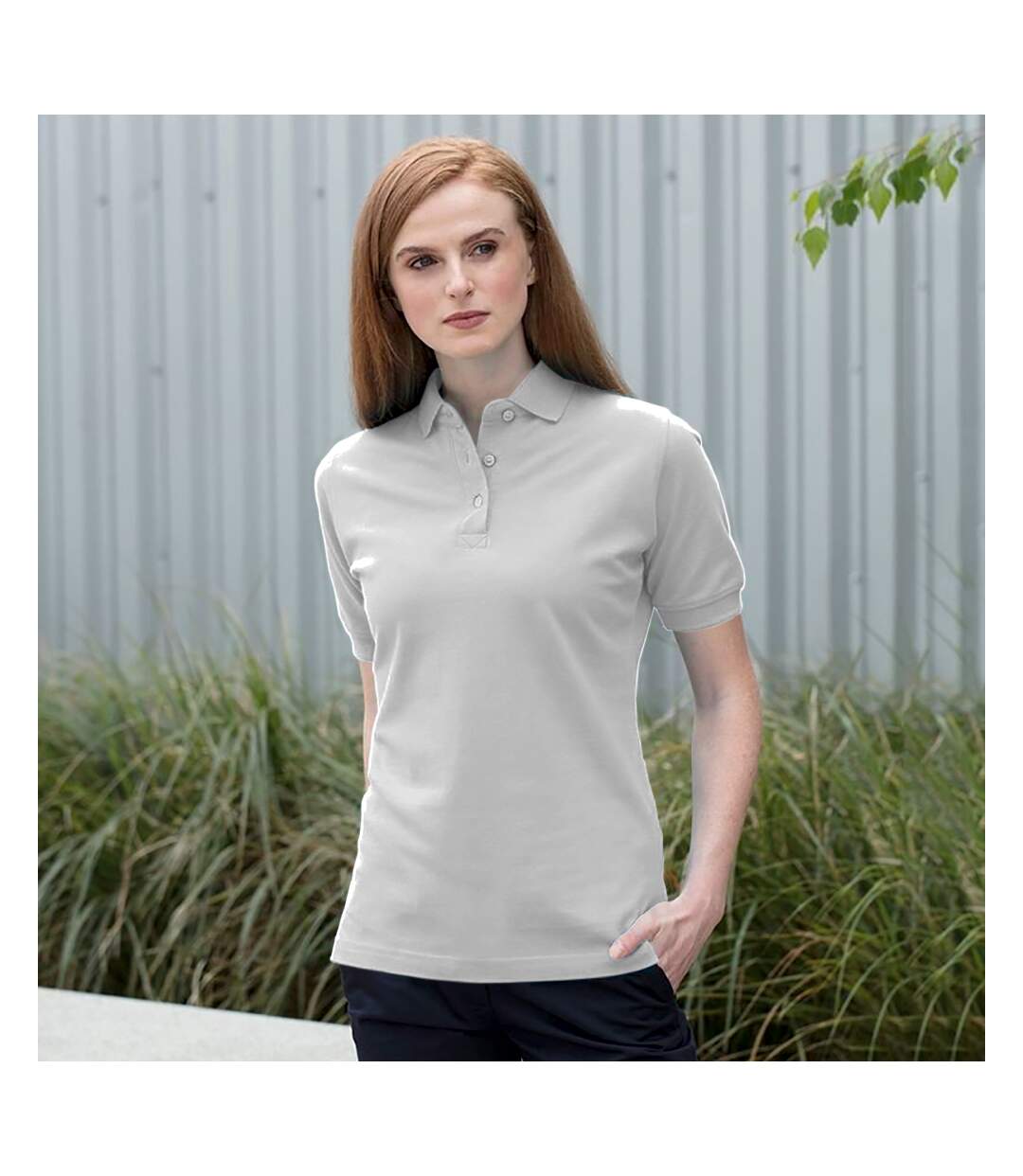 Polo classique à rétention de forme femme blanc Henbury