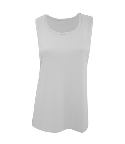 Bella Ladies/Womens Flowy Scoop Muscle Tee / Sleeveless Vest Top (White)