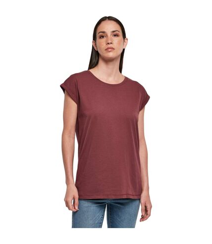 Build Your Brand Womens/Ladies Extended Shoulder T-Shirt (Cherry) - UTRW8378