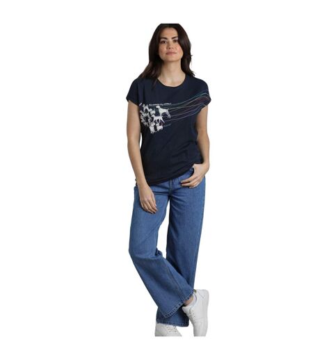 Womens/ladies lead the way organic cotton t-shirt navy Weird Fish