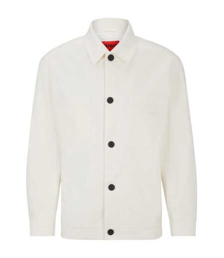 Mens Juliano242 Plain Long-sleeved Shirt Jacket White Hugo