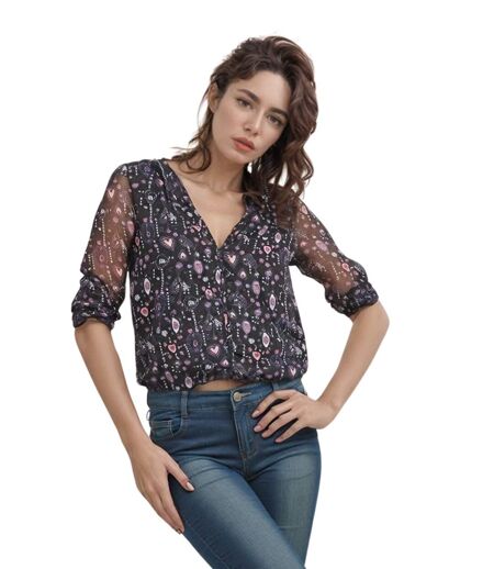 Chemise à capuche raffinée pour femme - Couleur violet