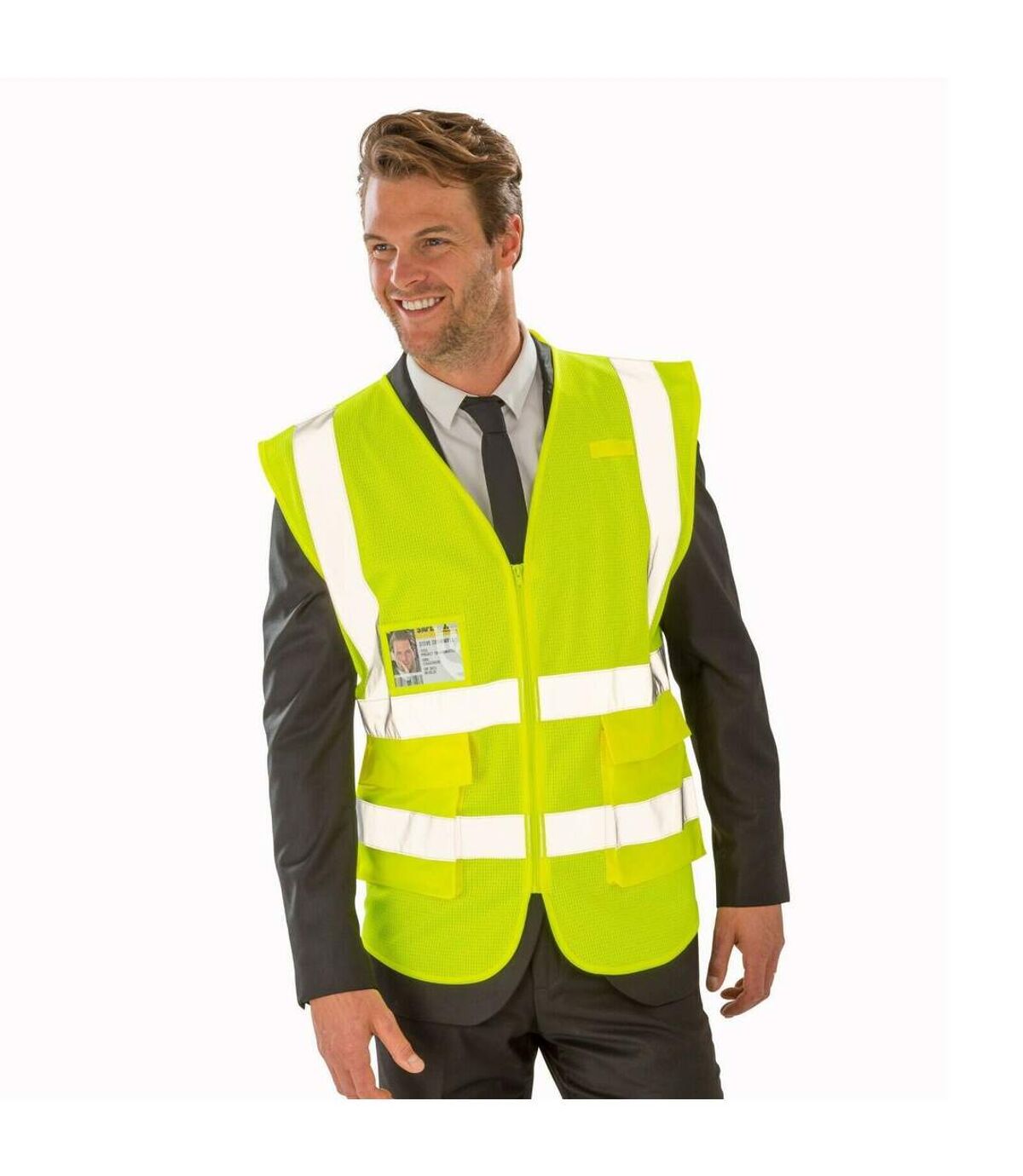 SAFE-GUARD by Result Mens Executive Cool Mesh Safety Vest (Fluorescent Yellow) - UTBC4905