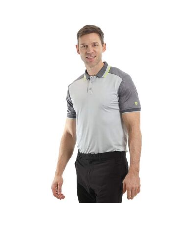 Mens Golf Polo Shirt Silver Grey Charcoal Island Green