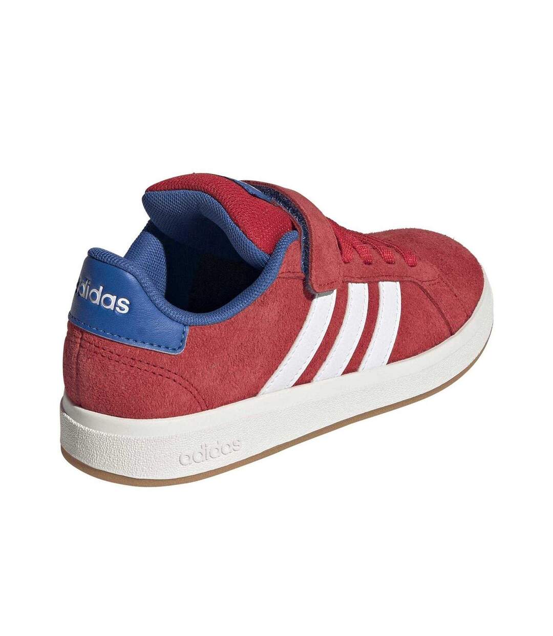 Childrens/kids Grand Court Leather Flat Trainers Ruby Red Adidas-2