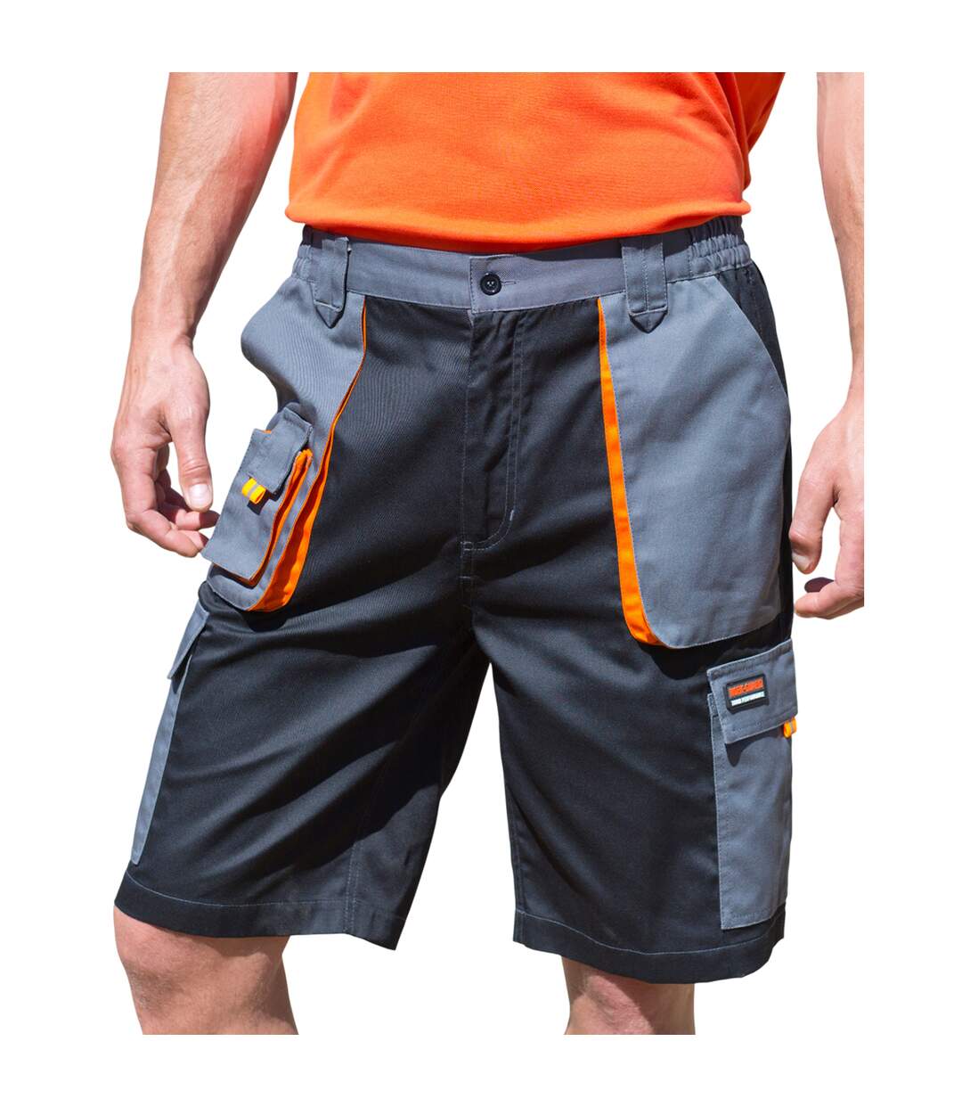Short À Poches Adulte Gris Noir Orange WORK-GUARD By Result-1