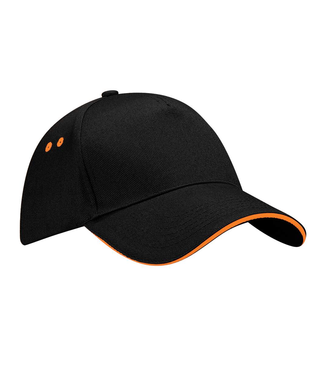 Unisex adult ultimate sandwich peak cap black/orange Beechfield-1