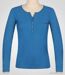 MAYFLOWER NOVICE2 – Tee-shirt manches longues bleu col tunisien satin pour un style chic et fluide-3