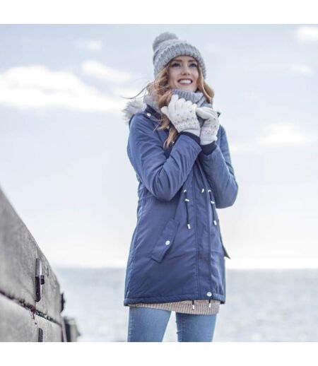 Ladies Fleece Lined Cuffed Thermal Winter Bobble Hat with Pom Pom