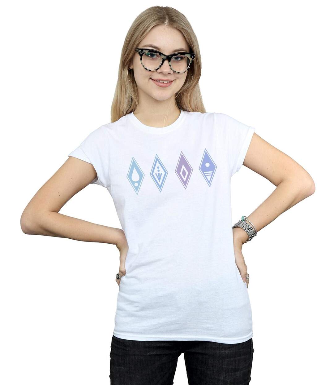 Disney T-shirt en coton Femme/Femme Frozen 2 Elements Symbols (Blanc) - UTBI21654-2