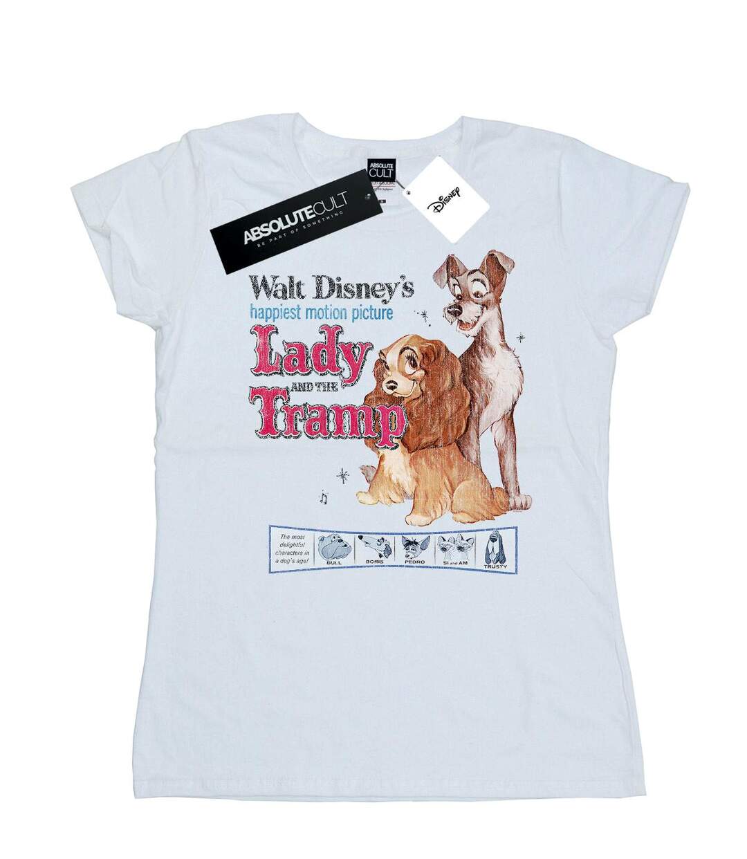 Disney Femme/Ladies - Lady And The Tramp - T-shirt en coton avec affiche classique en relief (Blanc) - UTBI16207-1