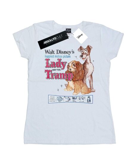 Disney Femme/Ladies - Lady And The Tramp - T-shirt en coton avec affiche classique en relief (Blanc) - UTBI16207