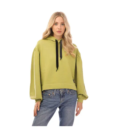 Sweat À Capuche Manches Bouffantes Femme Vert Mousse Levis