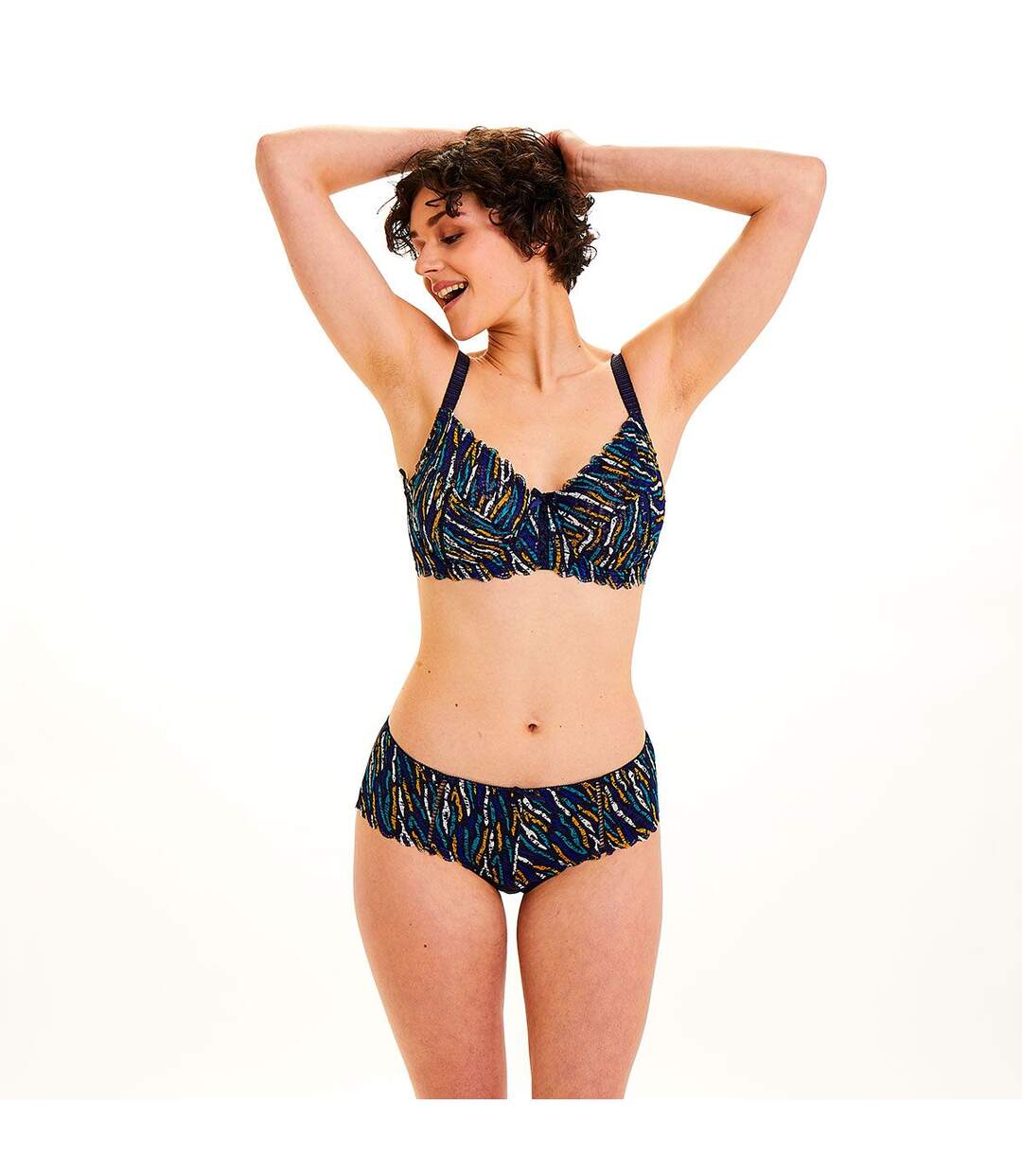 Soutien-gorge à armatures grand maintien marine/jaune Elena