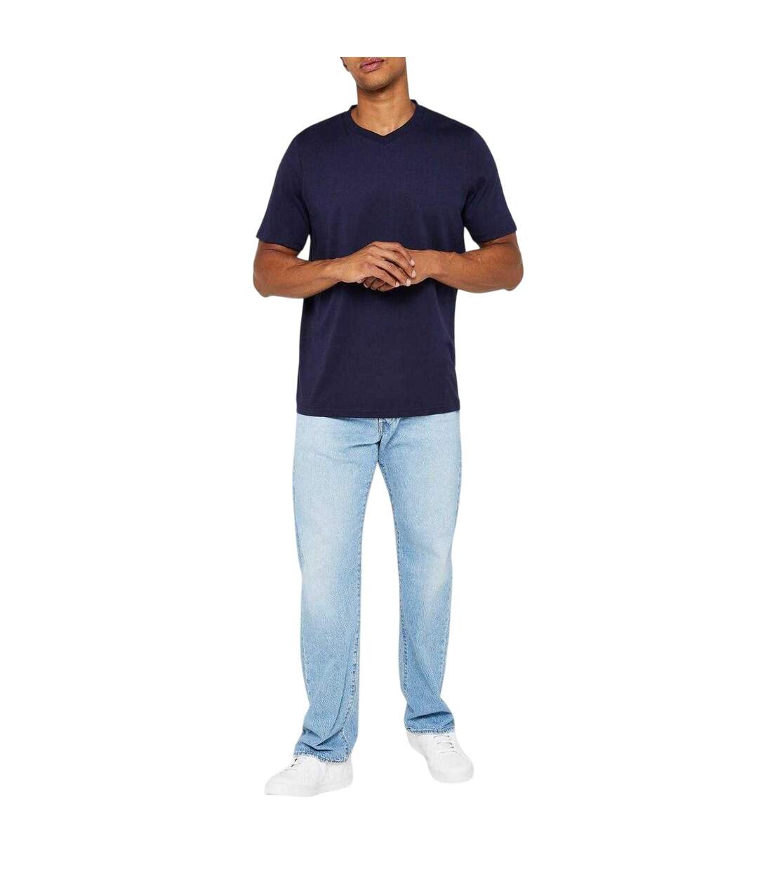 Lot De 3  T-shirts Homme Blanc Noir Bleu Marine Donnay-4