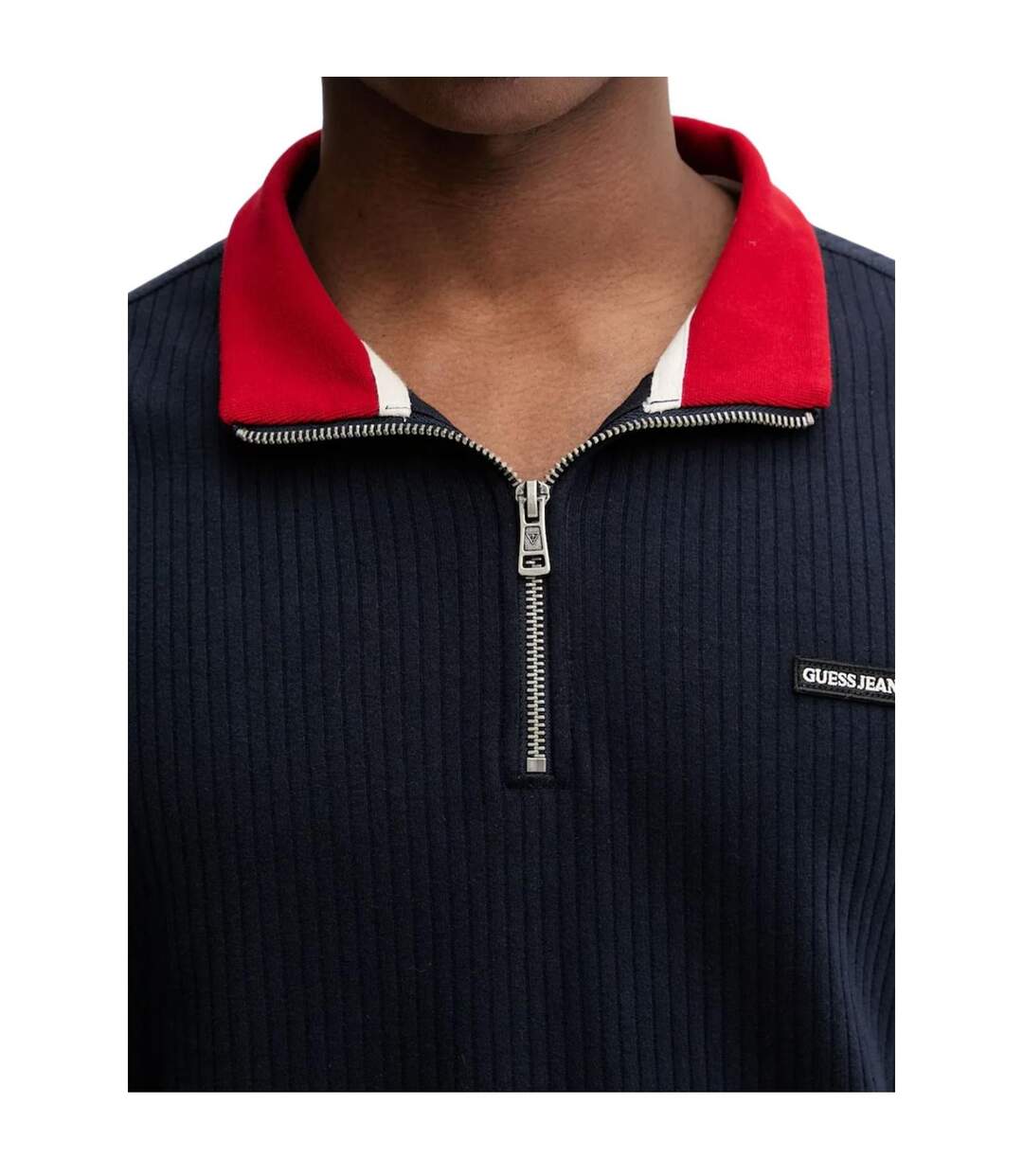 Sweat Motif/style Rayé Homme Bleu Marine Guess-3