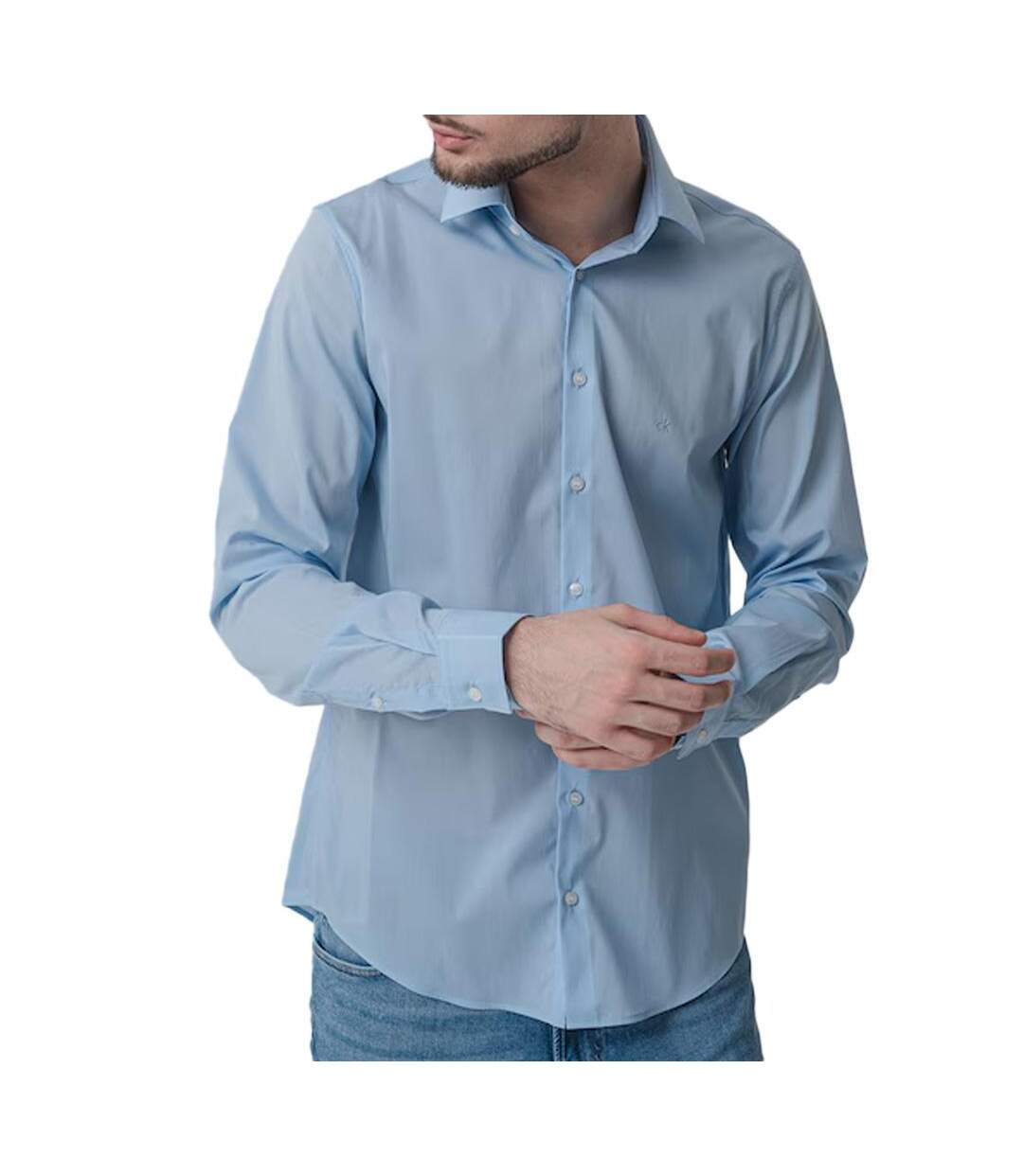 Chemise bleu homme calvin klein jeans lyocell solid - 38-1
