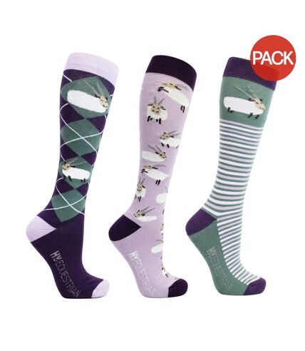 Chaussettes femme violet / kaki Hy