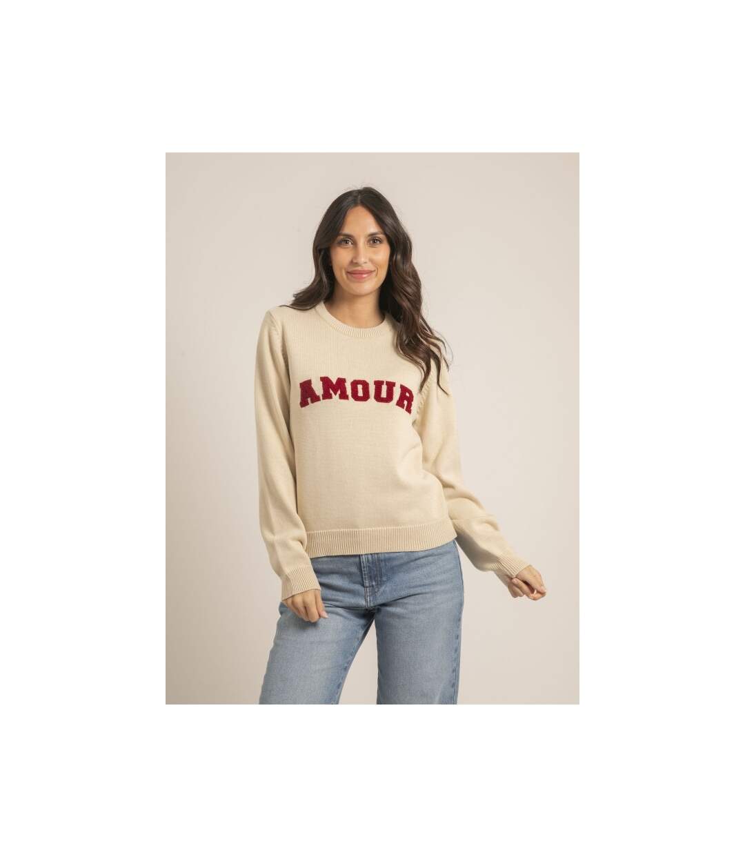 Pull col rond pur coton message KOURI - Dona X Lisa-1