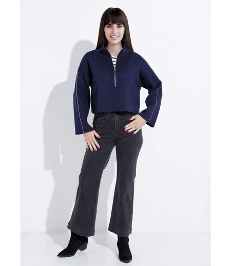 Pull court avec col montant zippé