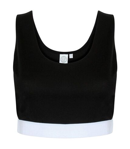 Skinni Fit Womens/Ladies Fashion Jacquard Crop Top (Black/White)