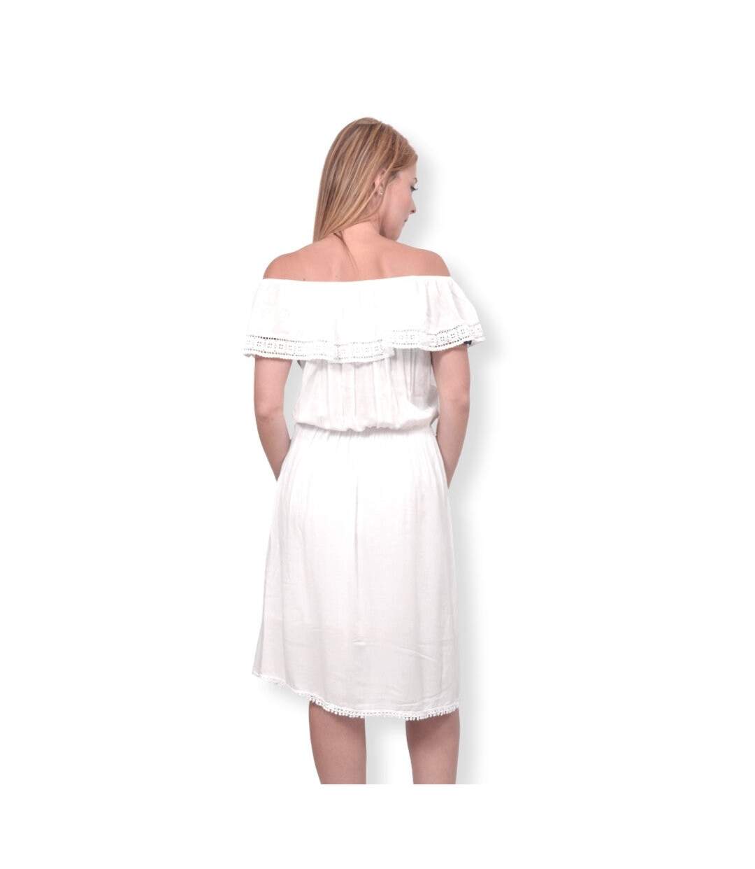 Robe femme - Sans manche - couleur blanche - Longueur genoux