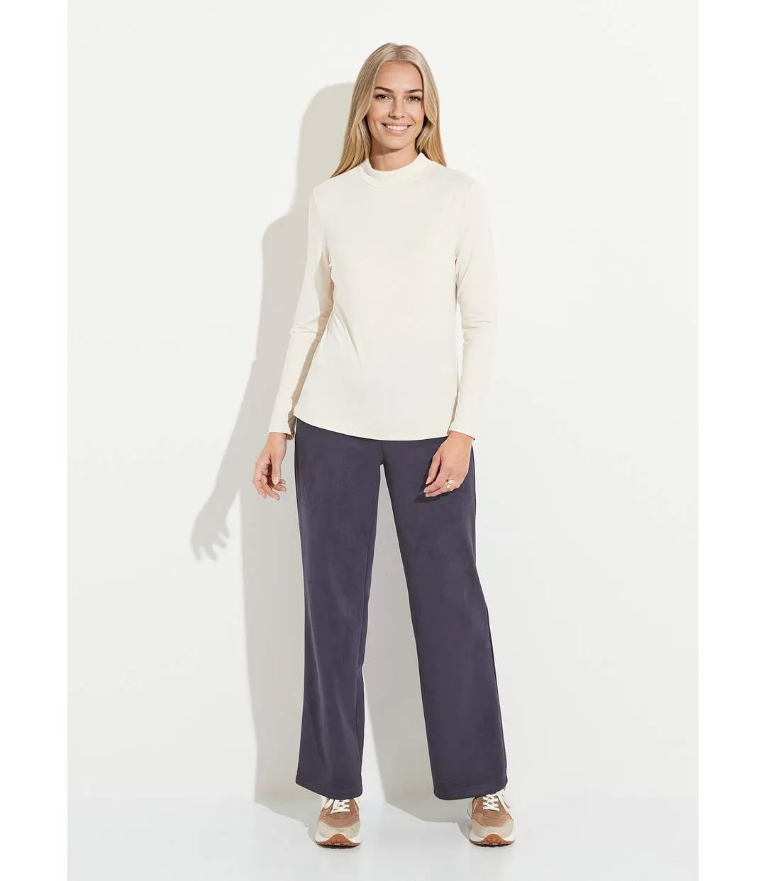 T-shirt doux col montant manches longues-3