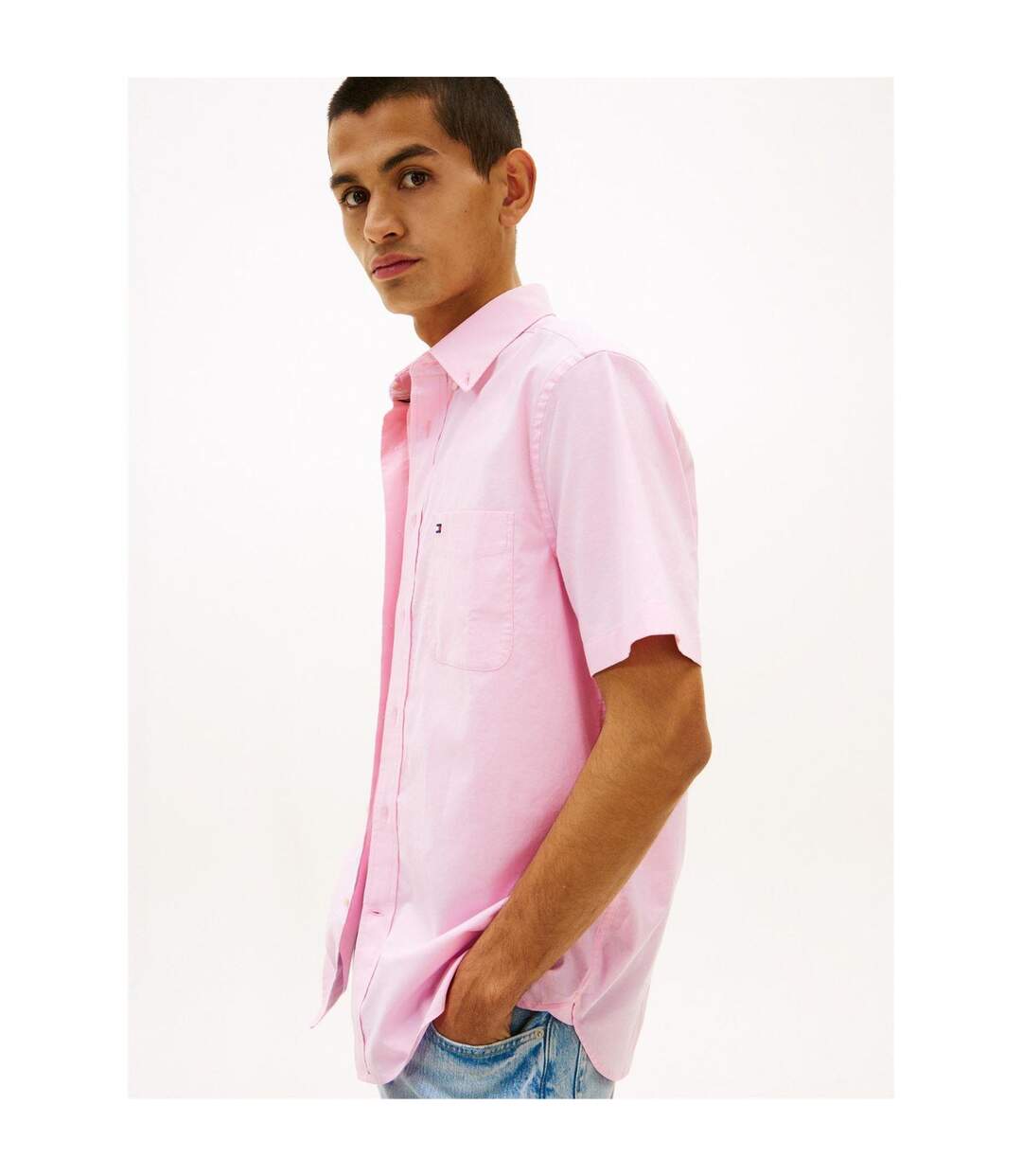 Chemise Manches Courtes Homme Rose Clair Tommy Hilfiger-3