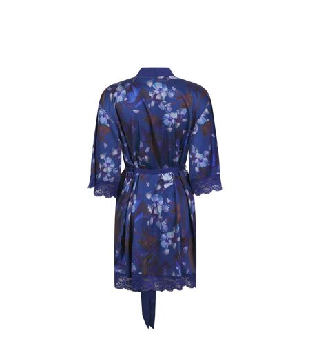 Womens/ladies Taylor Silk Dressing Gown Dark Blue Ted Baker