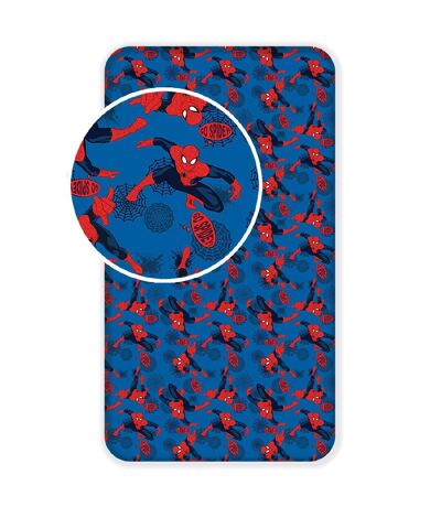 Spider-Man Cotton Fitted Sheet (Blue/Red) - UTAG1290