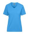 T-shirt de travail Bio col V - Femme - JN1807 - bleu aqua
