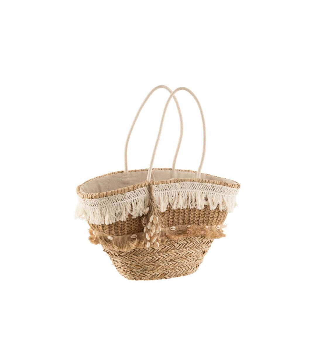 Panier de Plage Rotin Coquillages 48cm Naturel