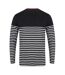 T-shirt Manches Longues Motif/style À Rayures Breton Homme Bleu Marine Blanc Front Row-2