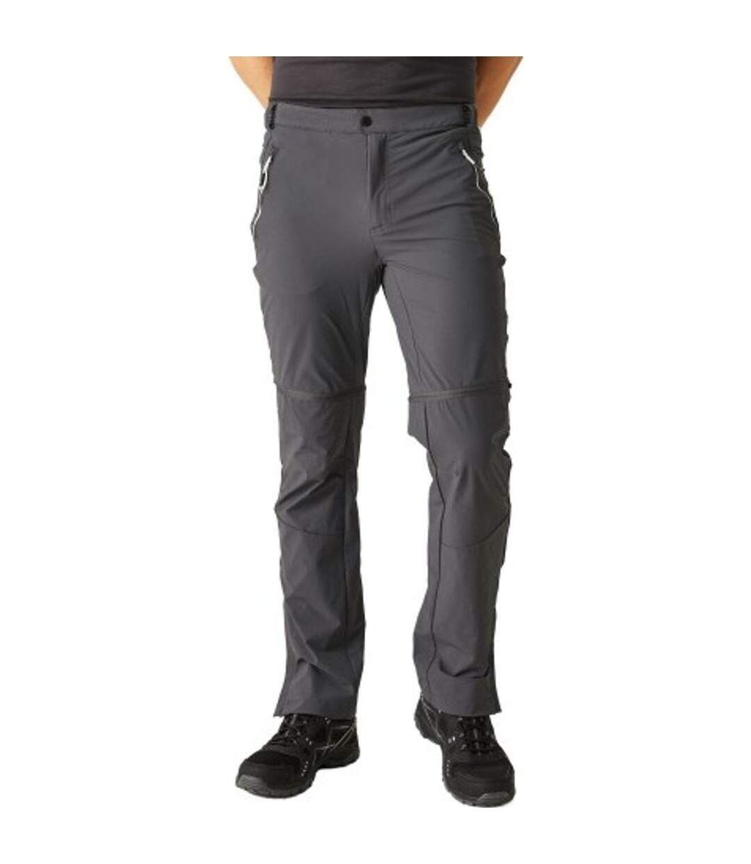 Pantalon À Taille Semi-élastiquée 2-en-1 Mountain Homme Gris Noir Regatta-1