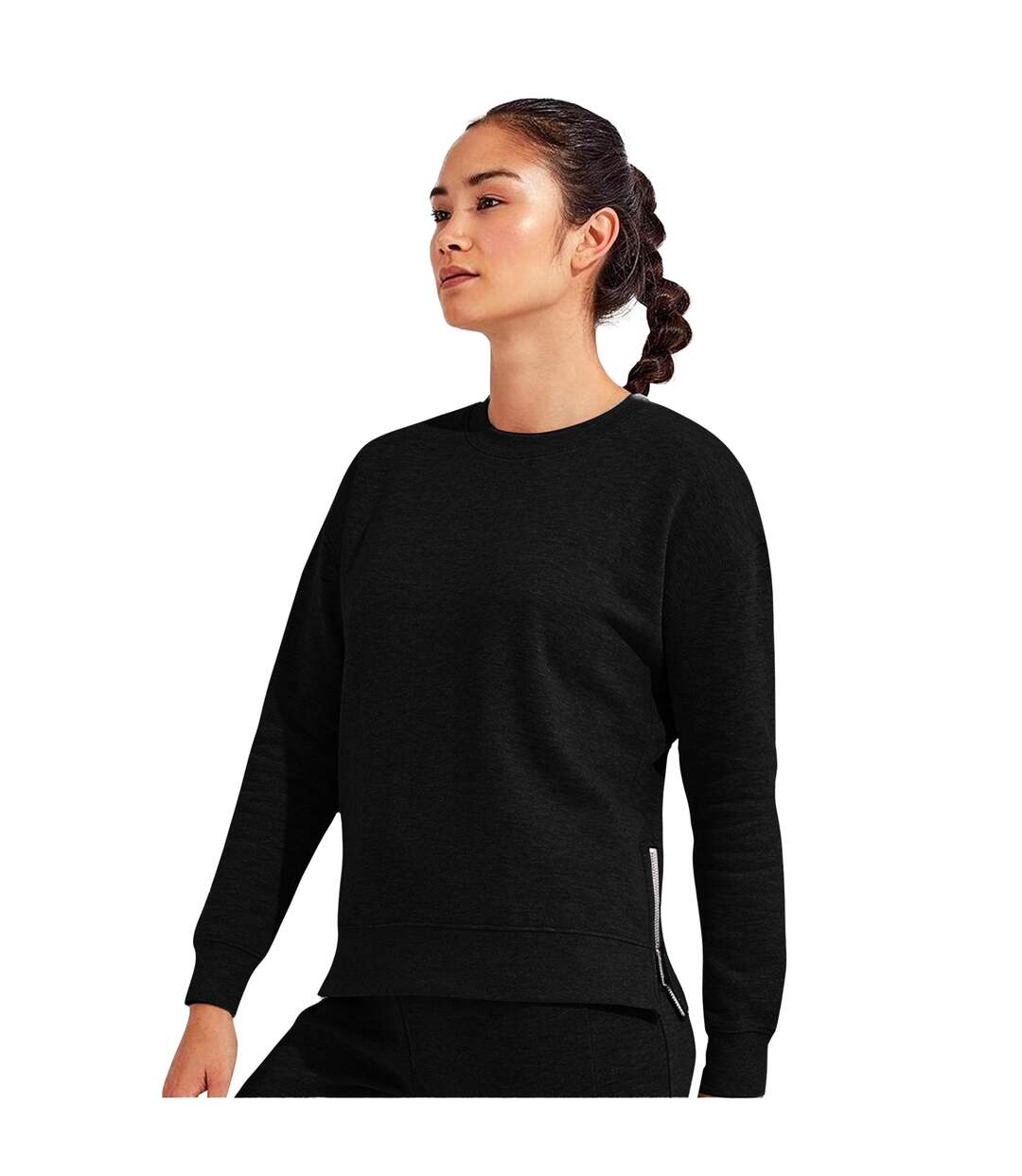 Womens/ladies Recycled Zipped Sweatshirt Black TriDri-1