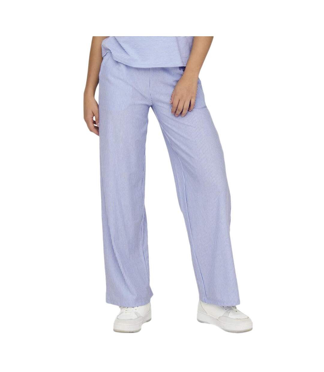 Pantalon fluide bleu/blanc femme jdy nelli-1