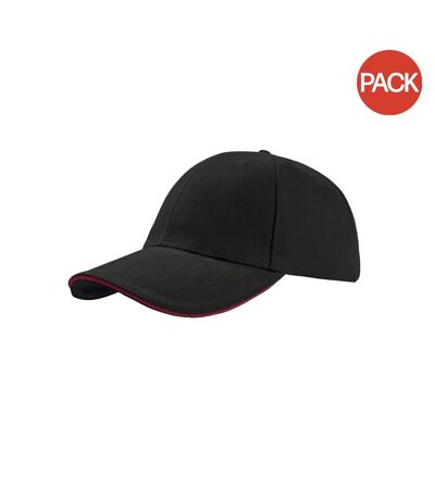 Lot de 2  casquettes en coton épais adulte noir / rouge Atlantis