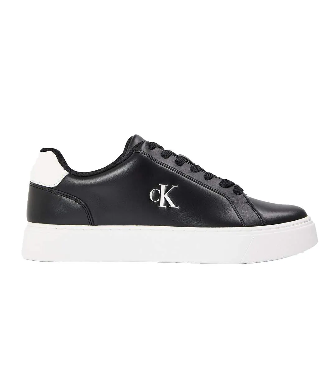 Mens Classic Leather Cupsole Trainers Black White Calvin Klein-1