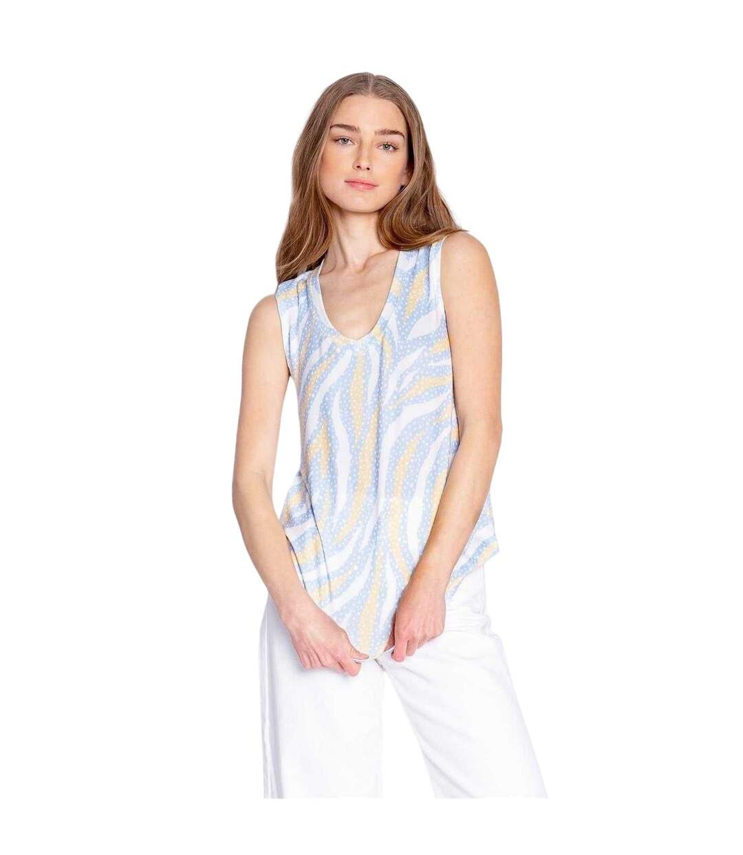 Débardeur Sans Manches Motif/style Imprimé Zèbre Femme Bleu Clair PJ Salvage-2